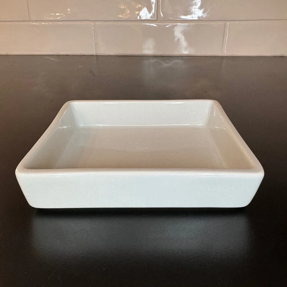 Pottery Barn Bradford Rectangular Tray Home Decor 6x5 White Ceramic Minimalist